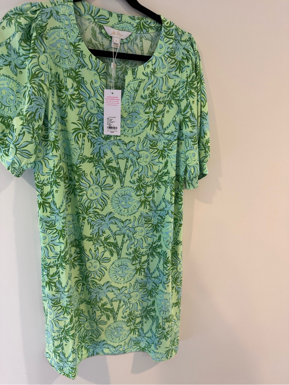 Lilly Pulitzer Lime & Aqua Sun Palm Print Short Sleeve Tunic